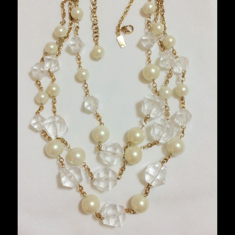 Kate spade clear beads pearls chunky necklace new
